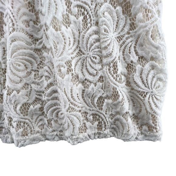 Free People Size Medium Cream Dress Full Lace Long Puff Sleeves Sheer Back - Picture 3 of 5